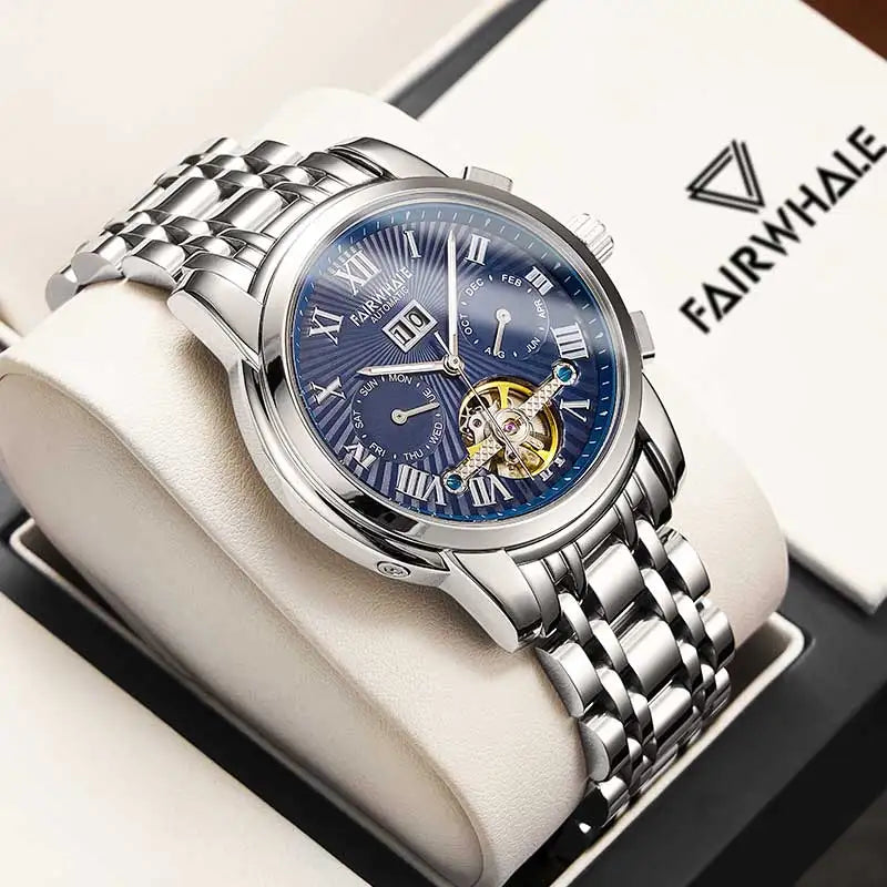 Mark Fairwhale Men Automatic Watch 42mm Luxury Watches Mechanical Wristwatch Waterproof Luminous Skeleton Month Week Date