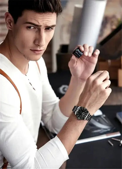Fashion Winner Top Brand Men Luxury Full Black Stainless Steel Mechanical Automatic Date Christmas Business Wrist Watches