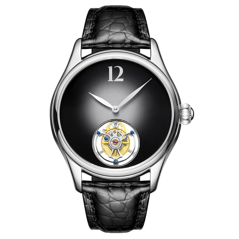 MERKUR Relojes Tourbillon para hombre Reloj de lujo para hombre Reloj de pulsera mecánico Sapphie Dial degradado resistente al agua