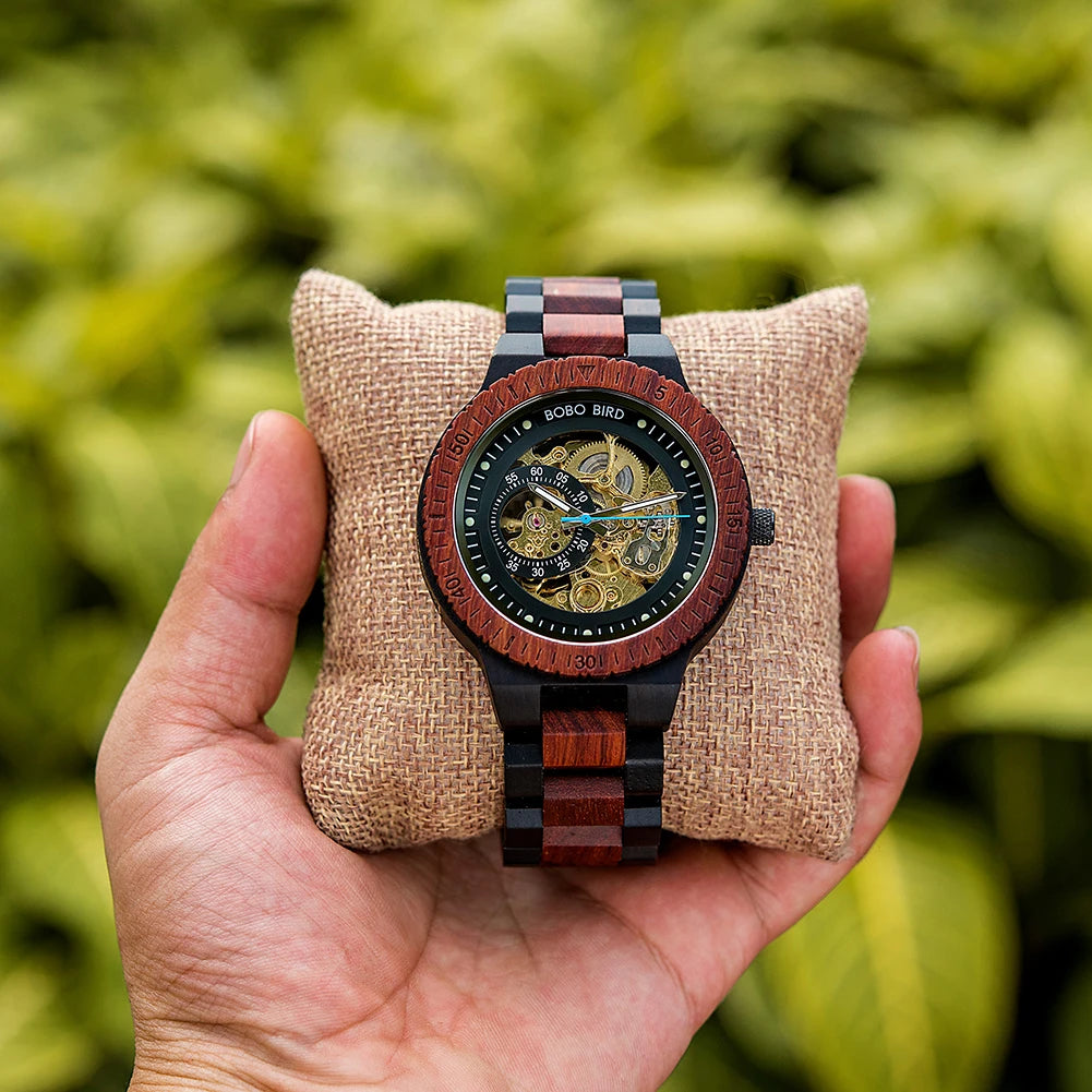 BOBO BIRD reloj mecánico de madera para hombre reloj Masculino relojes grandes para hombre relojes de lujo de primeras marcas personalizados Dropshipping