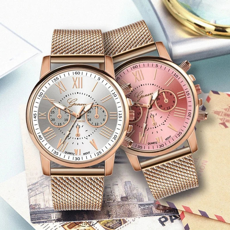 Relojes de lujo para mujer, deportivos, militares, de acero inoxidable, con esfera de cuero, pulsera, reloj Geneva, reloj sencillo para mujer