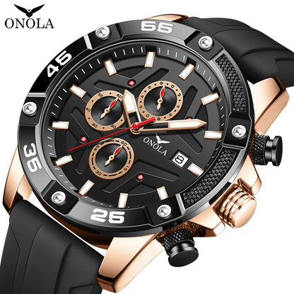 ONOLA nuevo reloj de alta calidad para hombre, reloj de pulsera militar resistente al agua luminoso a la moda, relojes de cuarzo multifuncionales