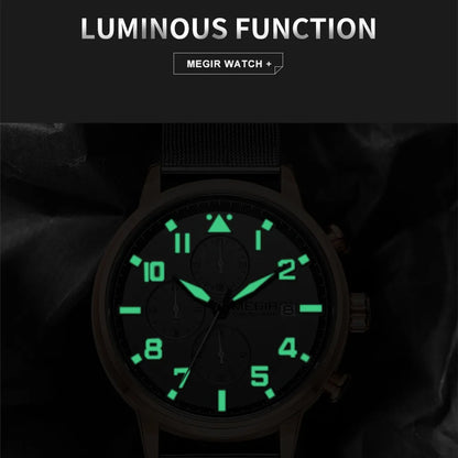 Reloj MEGIR de negocios de marca a la moda, cronógrafo de lujo para hombre, reloj de pulsera de acero inoxidable y cuarzo, relojes militares deportivos resistentes al agua