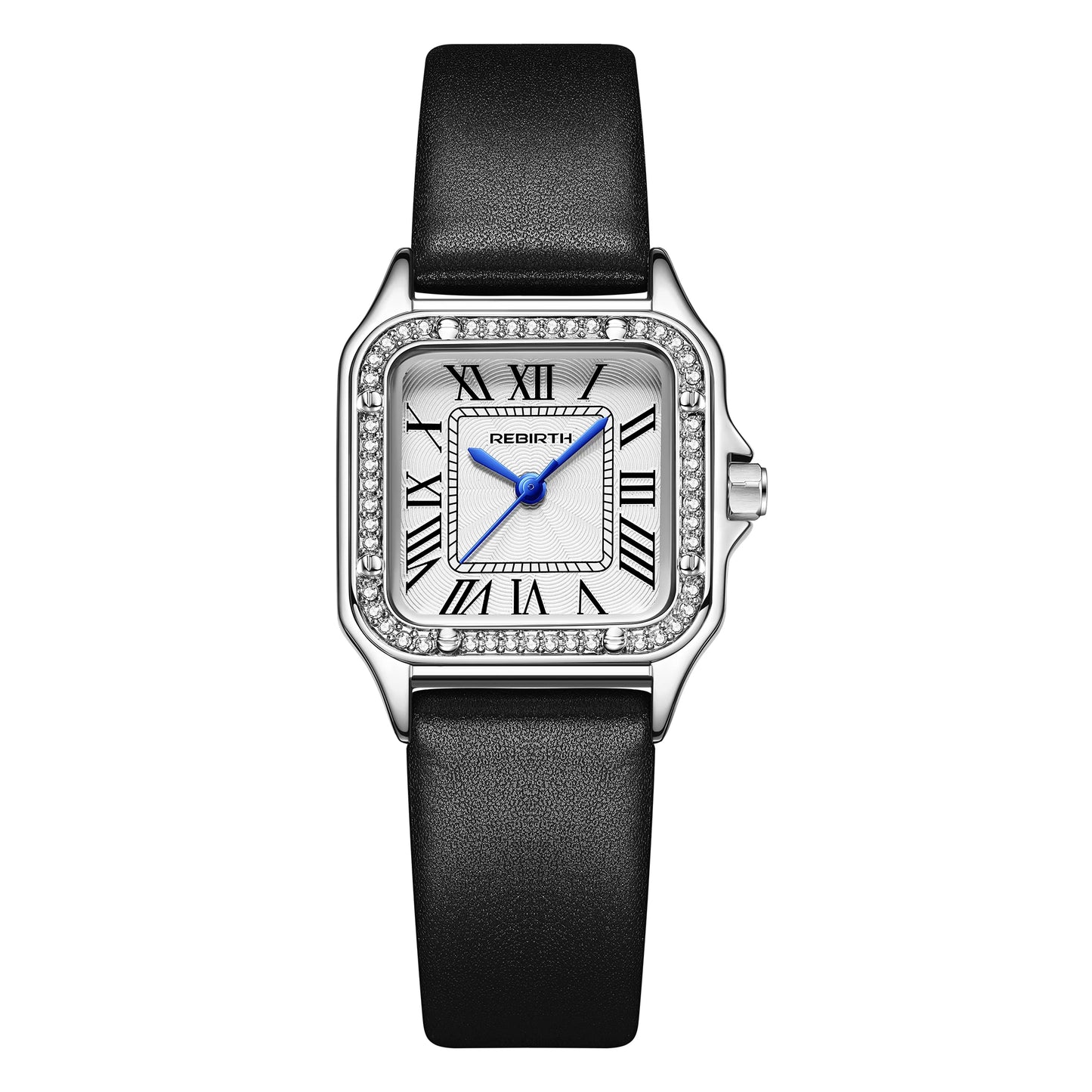 Fashion REBIRTH Top Brand Simple And Leisure Women's Quartz Leather Adhesive Tape Exquisite Diamond Gift Watches