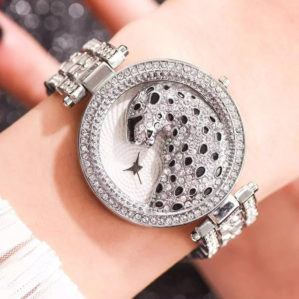 New Fashion Leopard Women Watch Luxury Rhinestone Bling Ladies Quartz Wristwatches Female Clock Relogio Feminino Drop Shipping