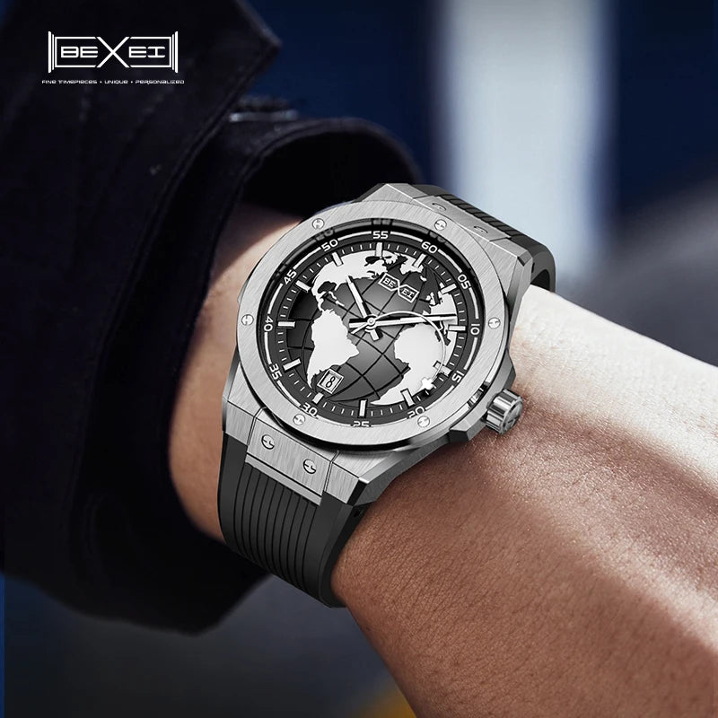 BEXEI 9136 Automatic movement Mechanical Watches  Aviation Themed synthetic sapphire mirror Luminous waterproof  watches for men