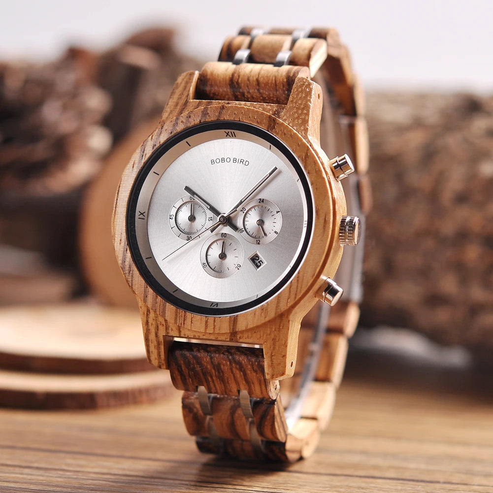 BOBO BIRD Women's Watches Luxury Wooden Watches 3 Sub Dial Chronograph Gift for Ladies Support OEM Dropshipping