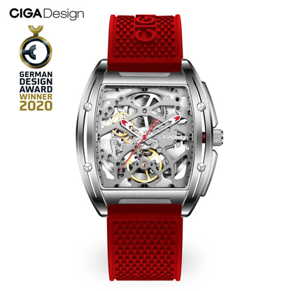 CIGA Design-Reloj Automático para hombre, Serie Z, reloj de pulsera mecánico con esqueleto, caja de acero inoxidable, cristal de zafiro, 2 correas