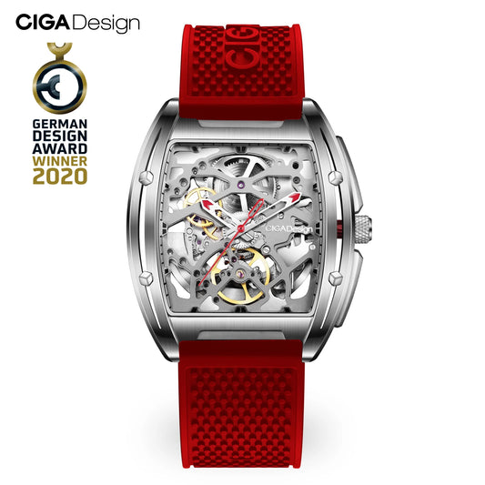 CIGA Design-Reloj Automático para hombre, Serie Z, reloj de pulsera mecánico con esqueleto, caja de acero inoxidable, cristal de zafiro, 2 correas