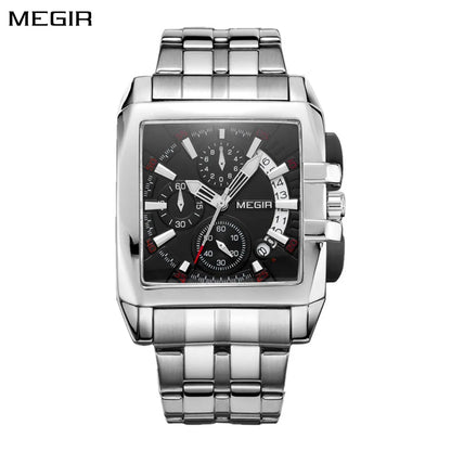 Reloj MEGIR Original de lujo para hombre, relojes de pulsera de cuarzo de acero inoxidable para hombre, relojes de pulsera de negocios con esfera grande, reloj Masculino de Moda