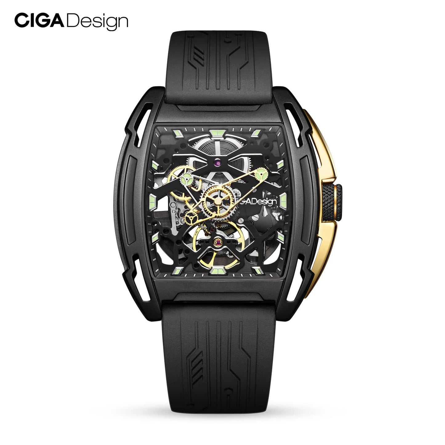 Reloj de pulsera mecánico luminoso negro de exploración serie Z de reloj esqueleto automático de diseño CIGA reloj de cristal de zafiro