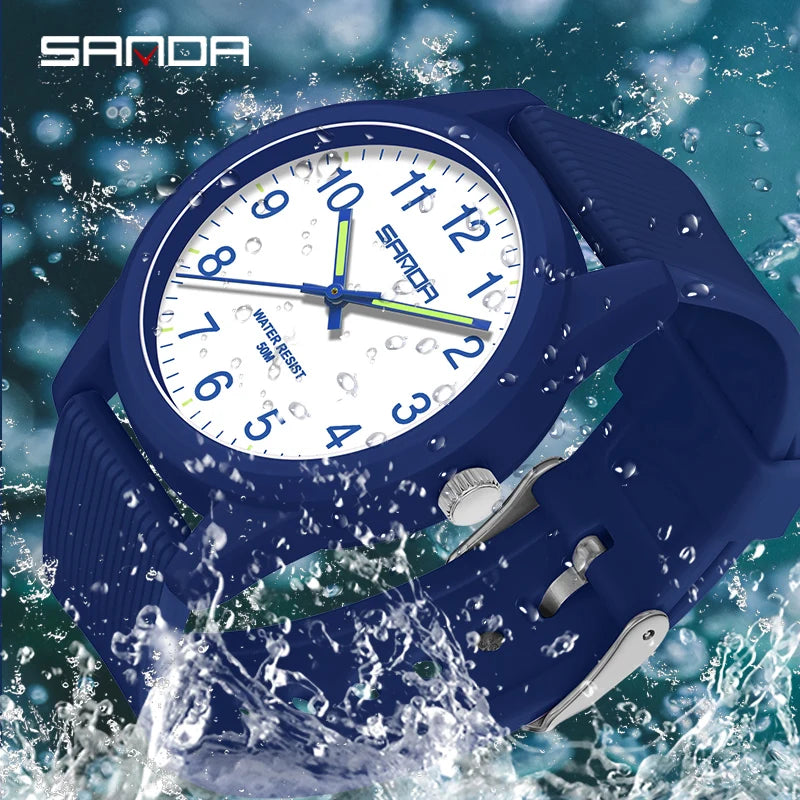 Reloj de pulsera Sanda Original de cuarzo Simple de marca superior a la moda para hombres y mujeres, reloj impermeable para exteriores, relojes de pulsera para estudiantes de nuevo estilo