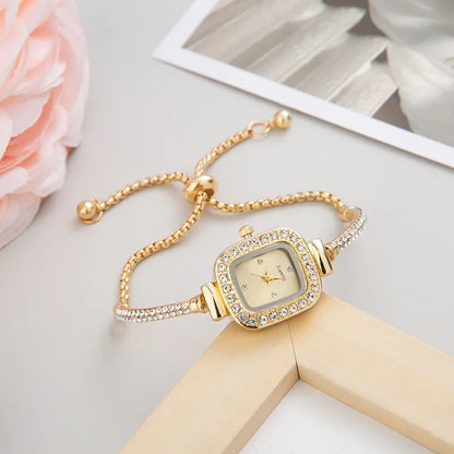 Reloj de pulsera de acero ajustable para Mujer, Reloj de cuarzo de lujo a la moda con esfera cuadrada pequeña, Reloj de pulsera Popular ins, Reloj elegante para Mujer