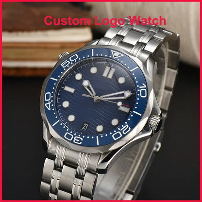 42mm Men Sea Watches Master 300 Custom S Logo NH35 Automatic Mechanical Waterproof WristWatches Green Luminous Stainless Steel