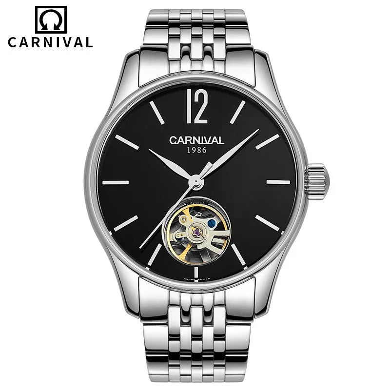 New Switzerland Luxury Brand Carnival Automatic Mechanical Men‘s Watches Waterproof Sapphire Dual Skeleton Business Clock C612