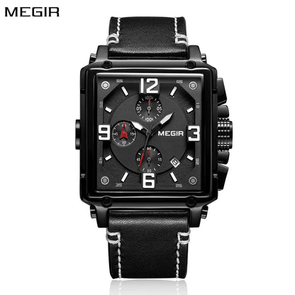 Relojes MEGIR de cuarzo cuadrados originales a la moda, reloj de pulsera militar deportivo para hombre, calendario, cronógrafo resistente al agua, reloj masculino para hombre