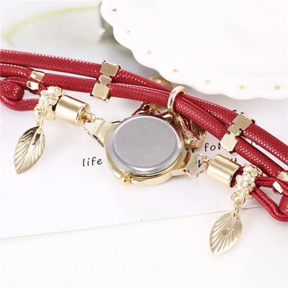 Simple Women’s Round Watches Luxury Brand Ladies Bracelet Watch Bow Quartz Watch Straps Wristwatche Female Korean Clock