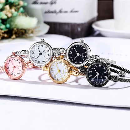 YIKAZE pequeño brazalete de oro reloj de lujo de acero inoxidable Retro señoras reloj de pulsera de cuarzo moda Casual relojes de cadena delgada