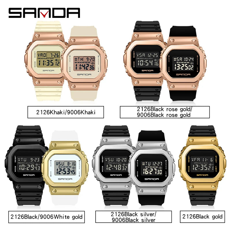 Moda SANDA marca superior deportes militares estilo G LED Digital hombres y mujeres pareja impermeable reloj de ocio reloj Masculino