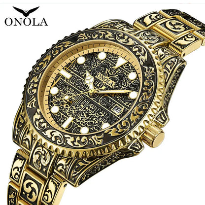 ONOLA Relojes de Cuarzo de Moda Reloj de Pulsera Deportivo Informal para Hombres con Reloj con Esfera cronógrafo de Acero Inoxidable y Luminoso