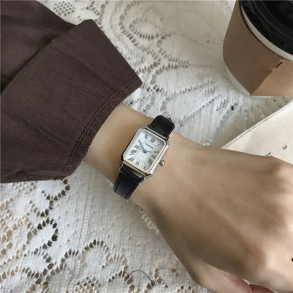 Relojes retro clásicos informales con esfera de cuarzo, correa de cuero, reloj rectangular, relojes de pulsera de moda para mujer