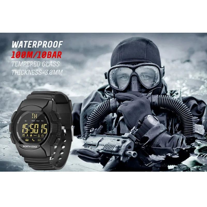 Reloj inteligente NORTH EDGE AK para Hombre resistente al agua 100M ejército LED Bluetooth recordatorio de información IOS Android Reloj deportivo Reloj para Hombre