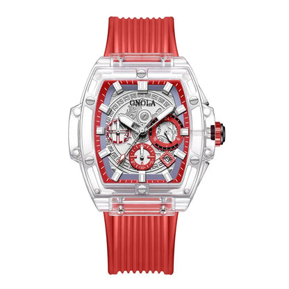 Reloj de plástico transparente de marca de lujo para hombre y mujer, pulsera deportiva informal de cuarzo única, Tonneau, 2022