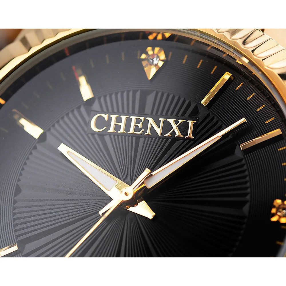 CHENXI Top Brand Luxury Female Golden Clock Analog Quartz Women Watch Fashion Waterproof Ladies Gold Steel Strap Wristwatch