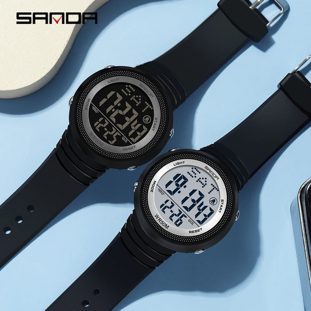 Sanda-reloj Digital con esfera grande para hombre y mujer, relojes electrónicos Led verdes, tendencia de moda, reloj deportivo de lujo para hombre 2022