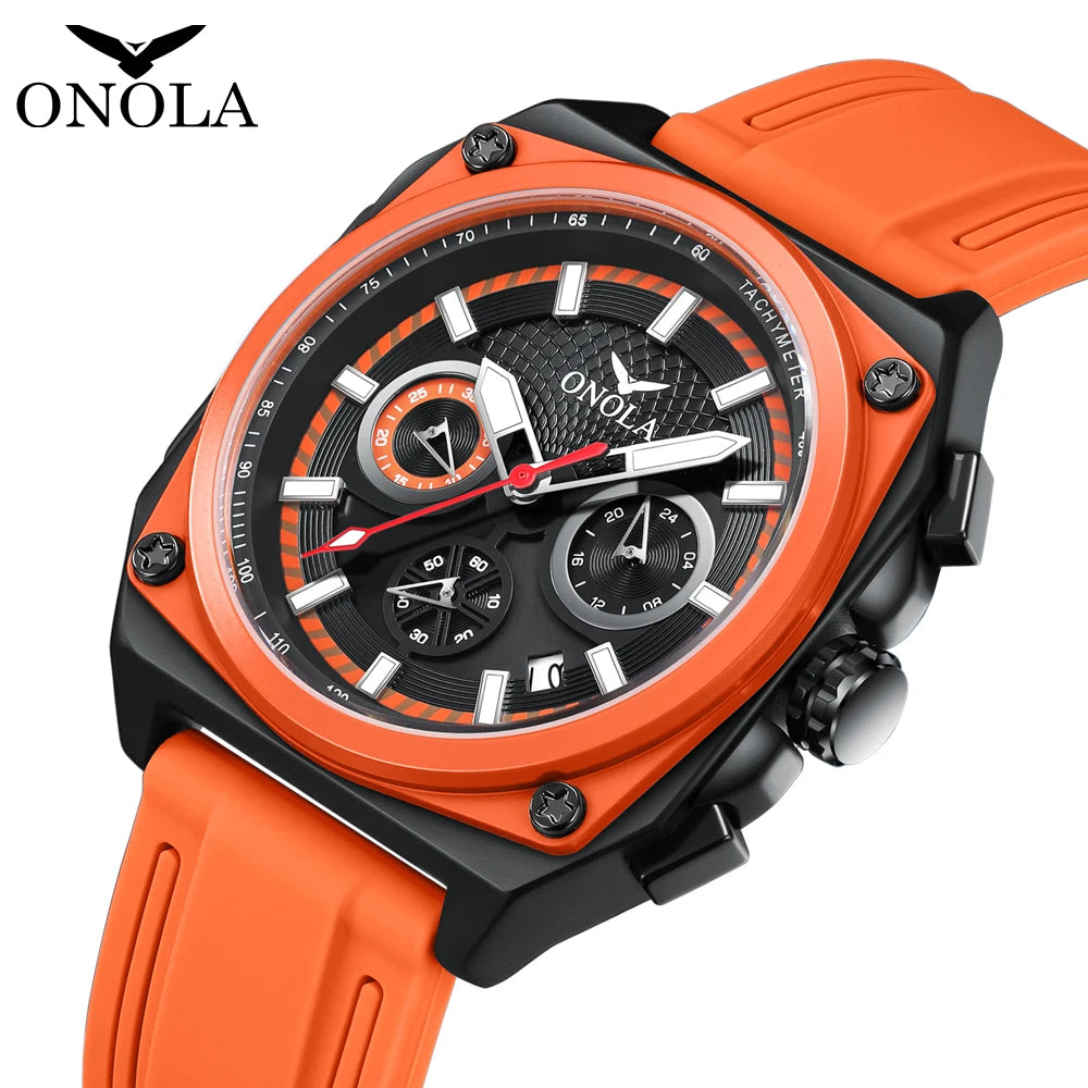 ONOLA-reloj cuadrado con diseño multicolor para hombre, pulsera de silicona multifuncional, resistente al agua, informal, novedad de 2024