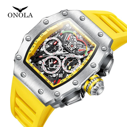 ONOLA Relojes de pulsera Reloj de pulsera de cuarzo para hombres Reloj cronógrafo deportivo informal con manecillas luminosas