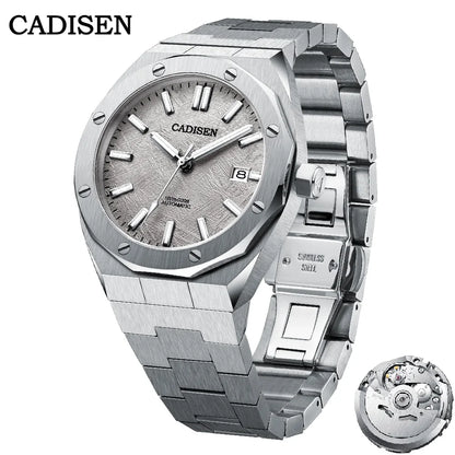 CADISEN-relojes automáticos para hombre, de acero inoxidable, NH35A, mecánico, de pulsera, Masculino