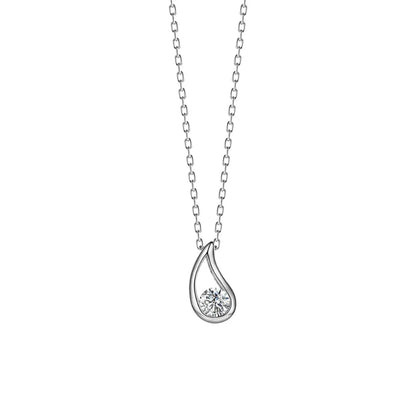 Shinning Water Drop Necklace for Women Fashion Crystal Pendant Necklace 925 Sterling Silver Chain Female Gift Jewelry