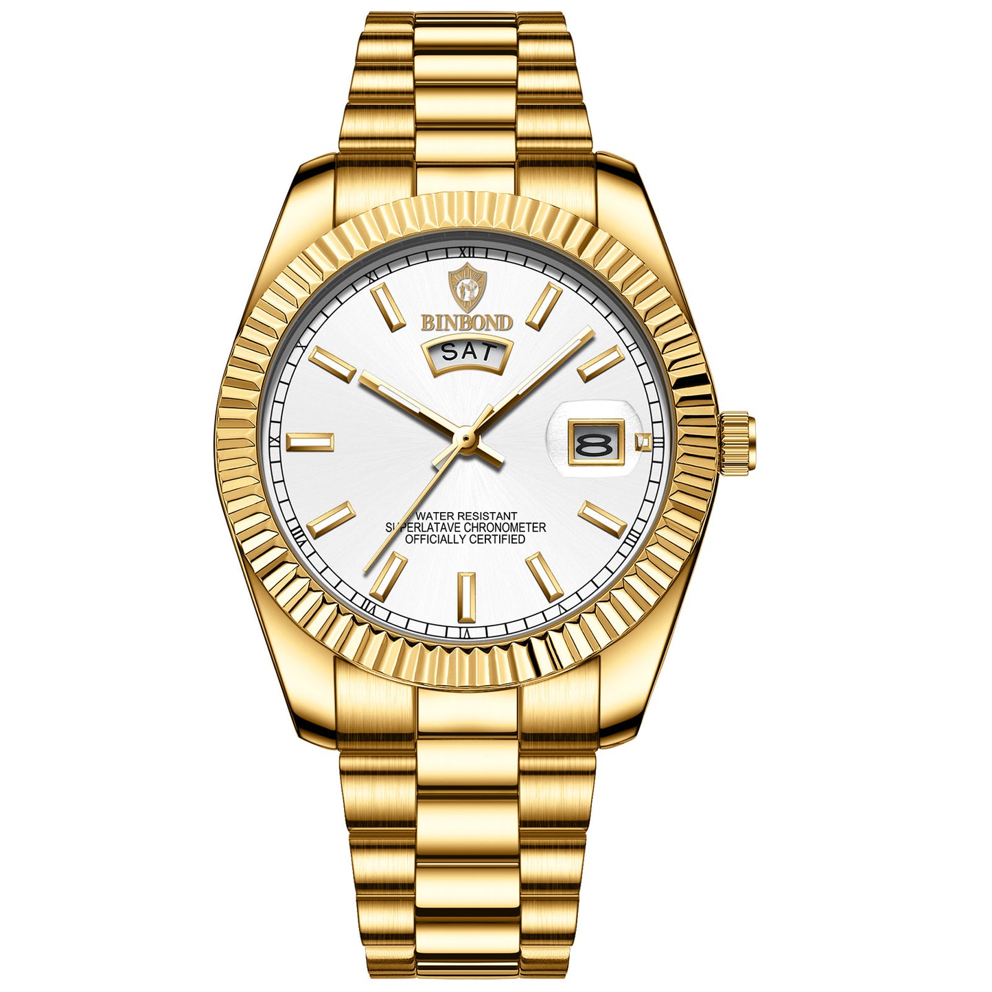 Reloj luminoso con calendario doble y correa de acero para hombre, resistente al agua y con doble calendario