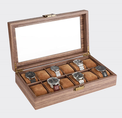 12-bit Carbon Fiber PU Leather Watch Case Storage Box