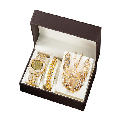 Women's Accessories Set Gift Box Chain Butterfly Jewelry Watch