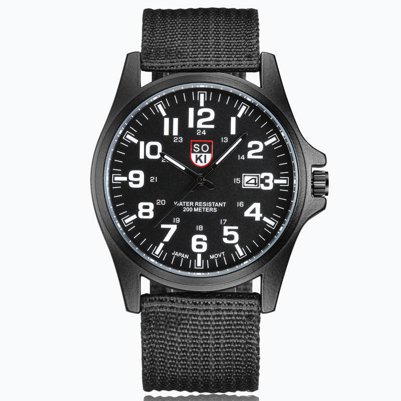 Reloj deportivo de cuarzo con calendario para hombre con correa de nailon trenzado