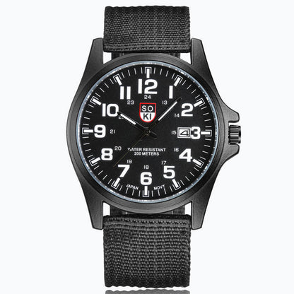 Reloj deportivo de cuarzo con calendario para hombre con correa de nailon trenzado