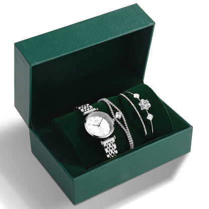 Women's Steel Band Watch Green Set