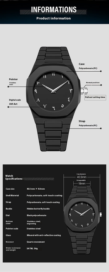Men's Retro Arabic Digital Sports Waterproof Quartz Watch