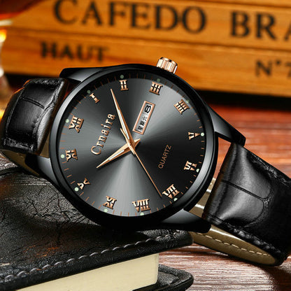 Ultra-thin Men's Leather Belt Waterproof Simple Quartz Watch