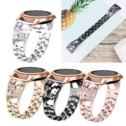 Correa de reloj desmontable con media pulsera de diamantes engastada en color ciruela