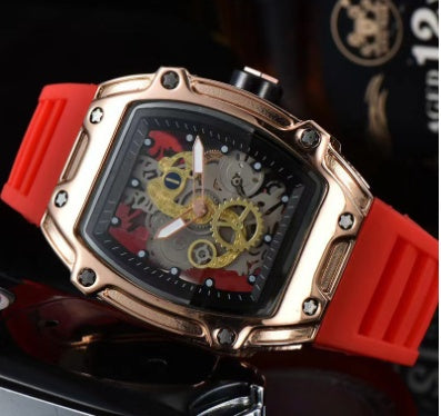 Two Hands Turn Dial Personalized Skeleton Transparent Quartz Watch