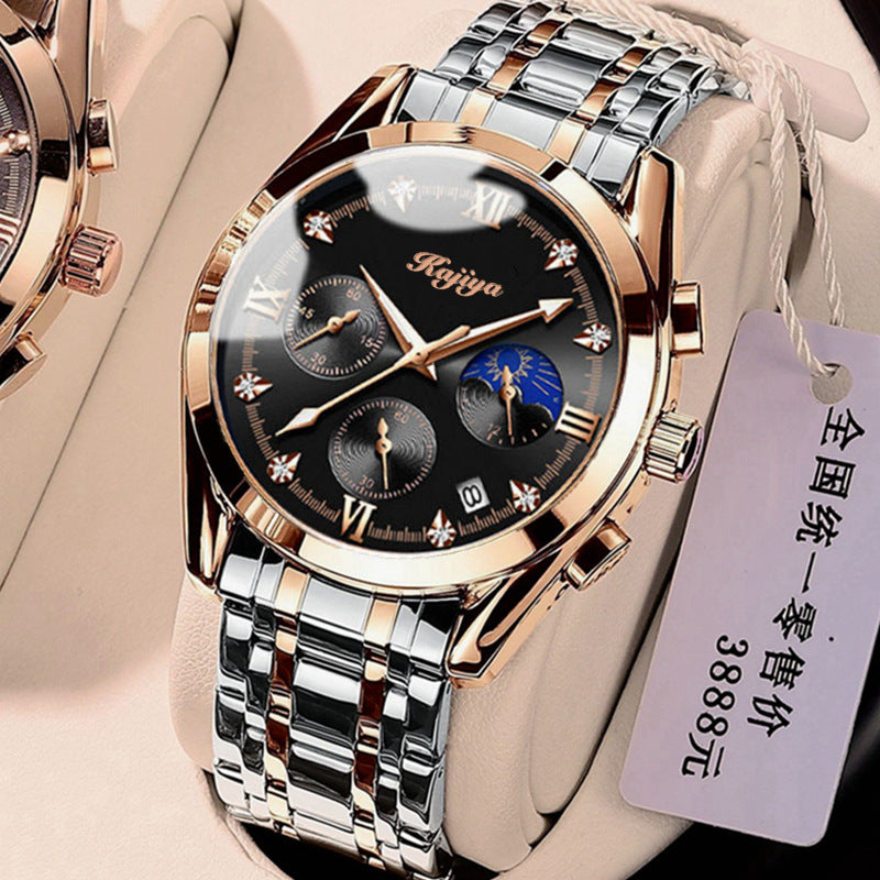Reloj deportivo de cuarzo con correa de acero y cuero de moda coreana