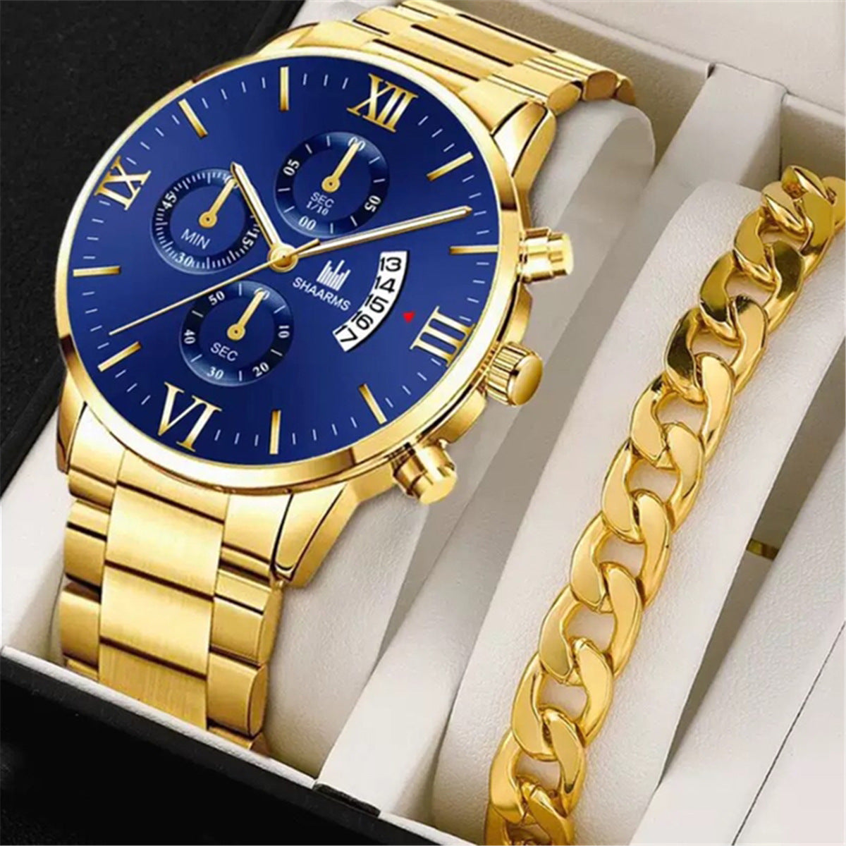 Reloj de acero con correa para hombre de negocios