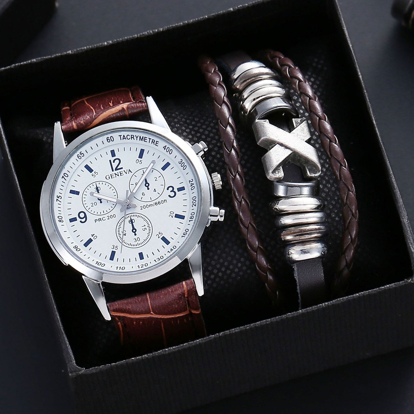 Reloj para hombre, 3 piezas, cristal de luz azul