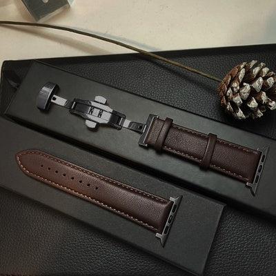 Leather Same Line Bow Buckle Premium Business Watchband