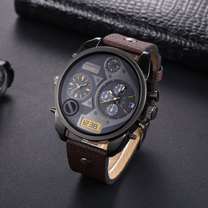 Reloj de cuarzo para hombre con doble inserción, estilo casual y moderno