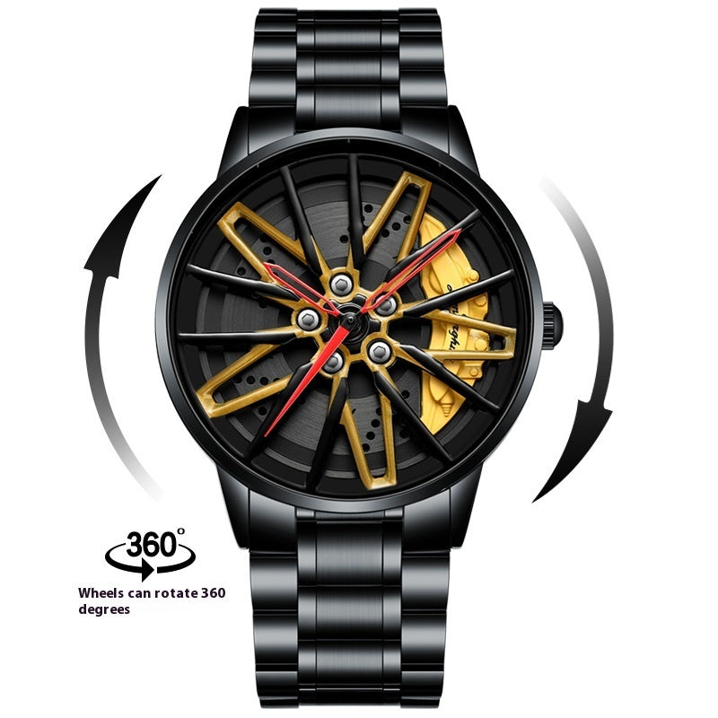 Reloj de cuarzo forjado para hombre con diseño de coche Kini hueco tridimensional