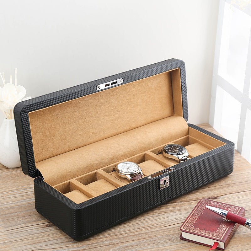 Carbon Fiber Leather Simple Style Watch Storage Box